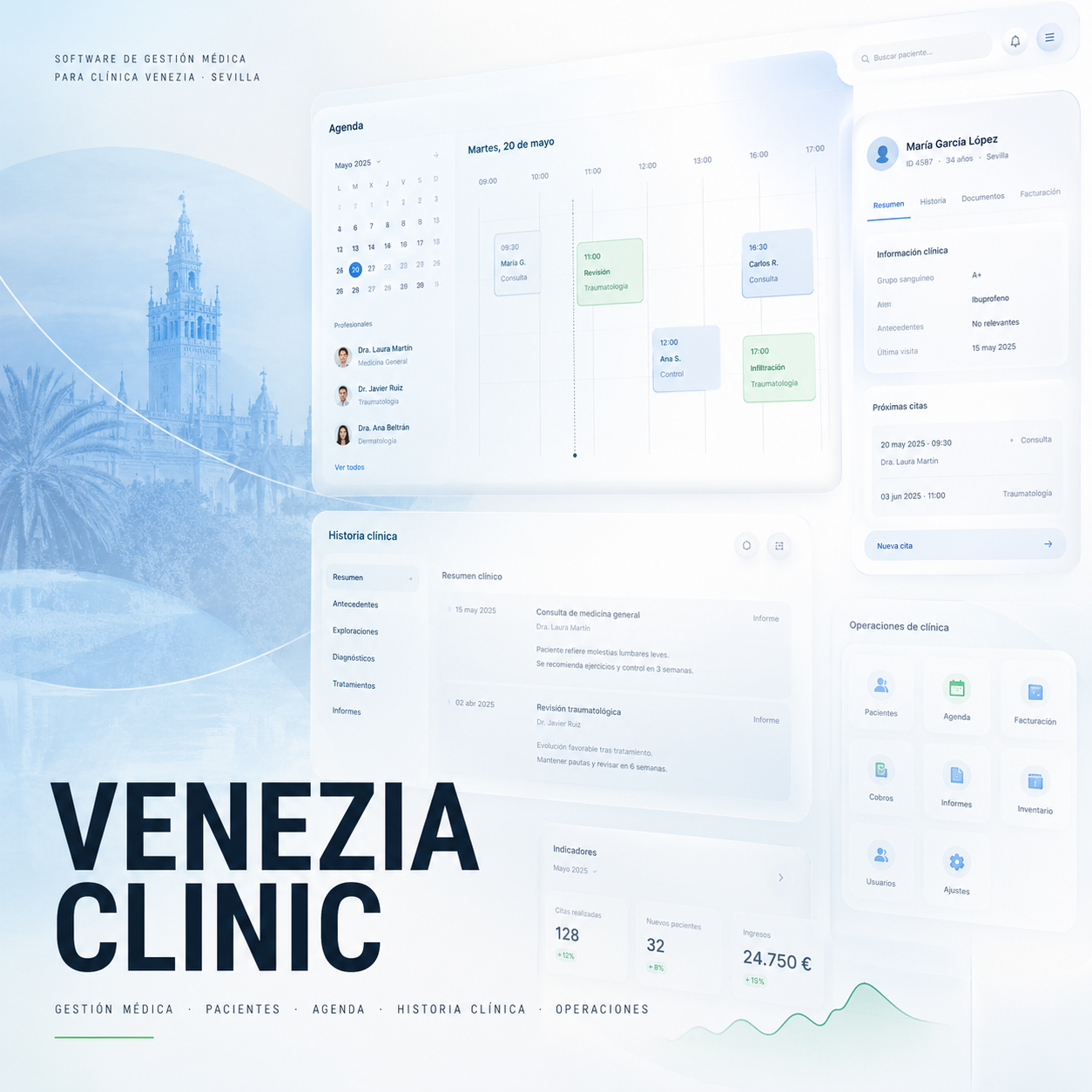Vista principal del caso Venezia Clinic